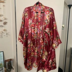Red orange floral kimono